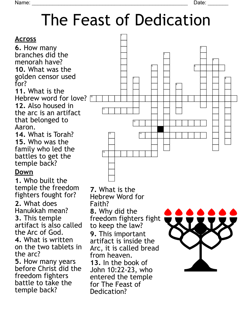 The Feast Of Dedication Crossword WordMint