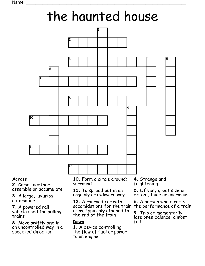 The Haunted House Crossword WordMint The Haunted House Crossword WordMint