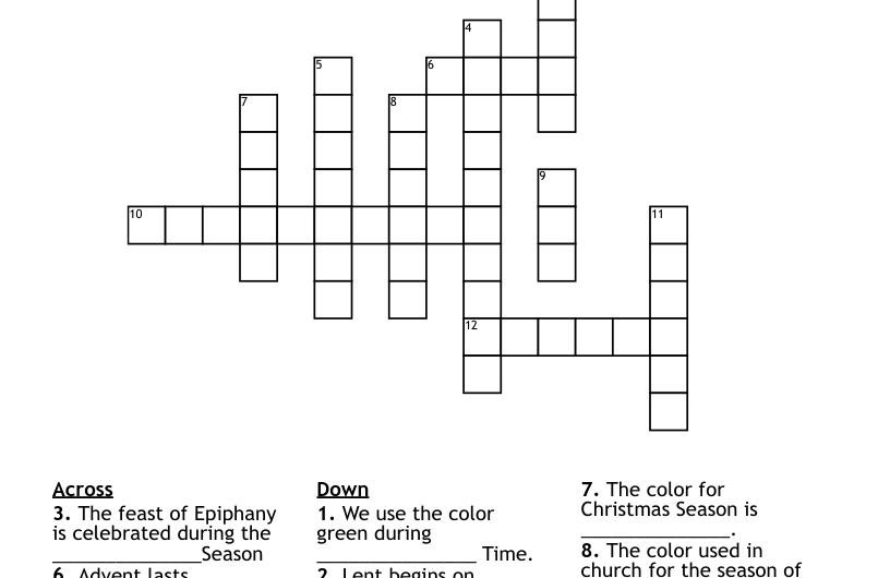 Church Calendar Crossword Clue