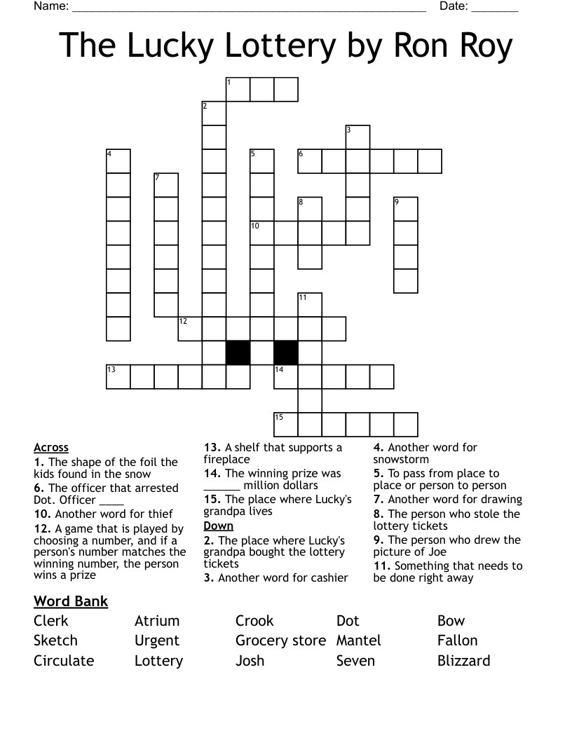 The Lucky Lottery By Ron Roy Crossword WordMint The Lucky Lottery By Ron Roy Crossword WordMint