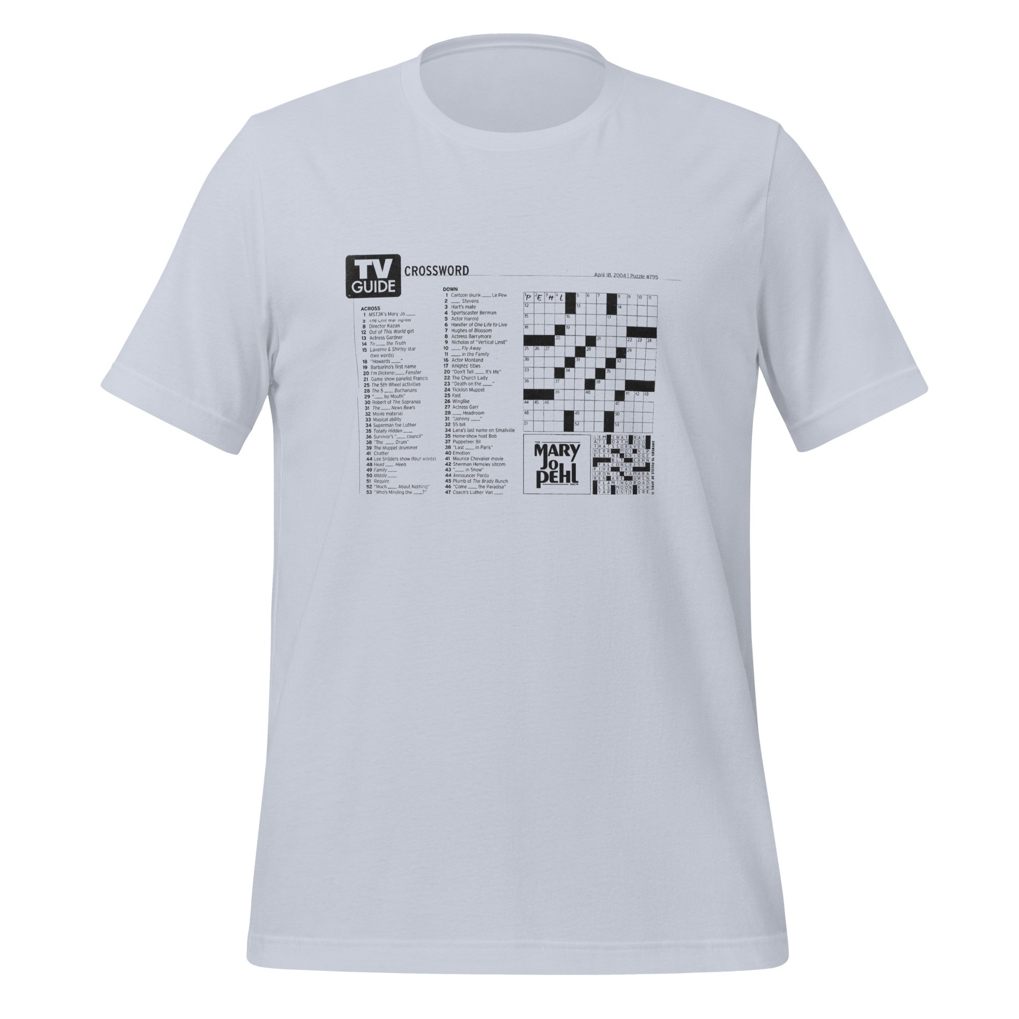 The Mary Jo Pehl Show TV Guide Crossword Design T Shirt Dumb Industries The Mary Jo Pehl Show TV Guide Crossword Design T Shirt Dumb Industries