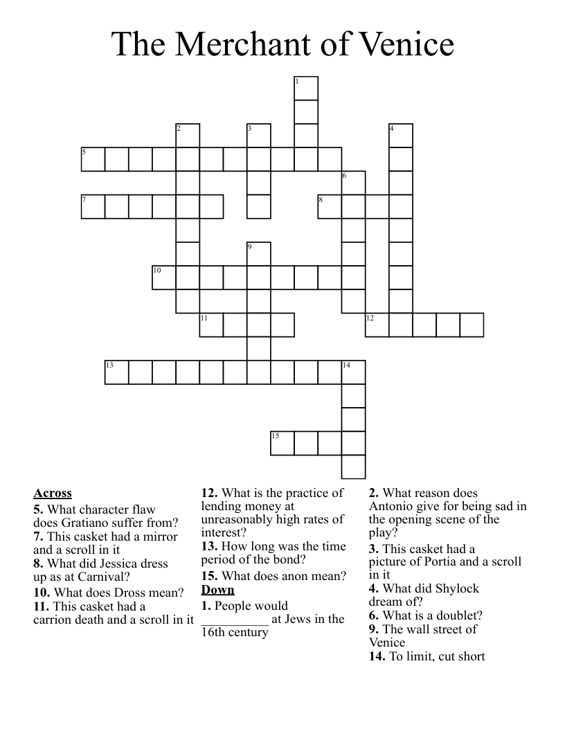 The Merchant Of Venice Crossword WordMint The Merchant Of Venice Crossword WordMint