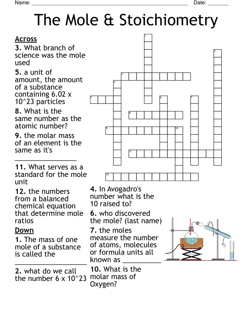 The Mole Stoichiometry Crossword WordMint The Mole Stoichiometry Crossword WordMint
