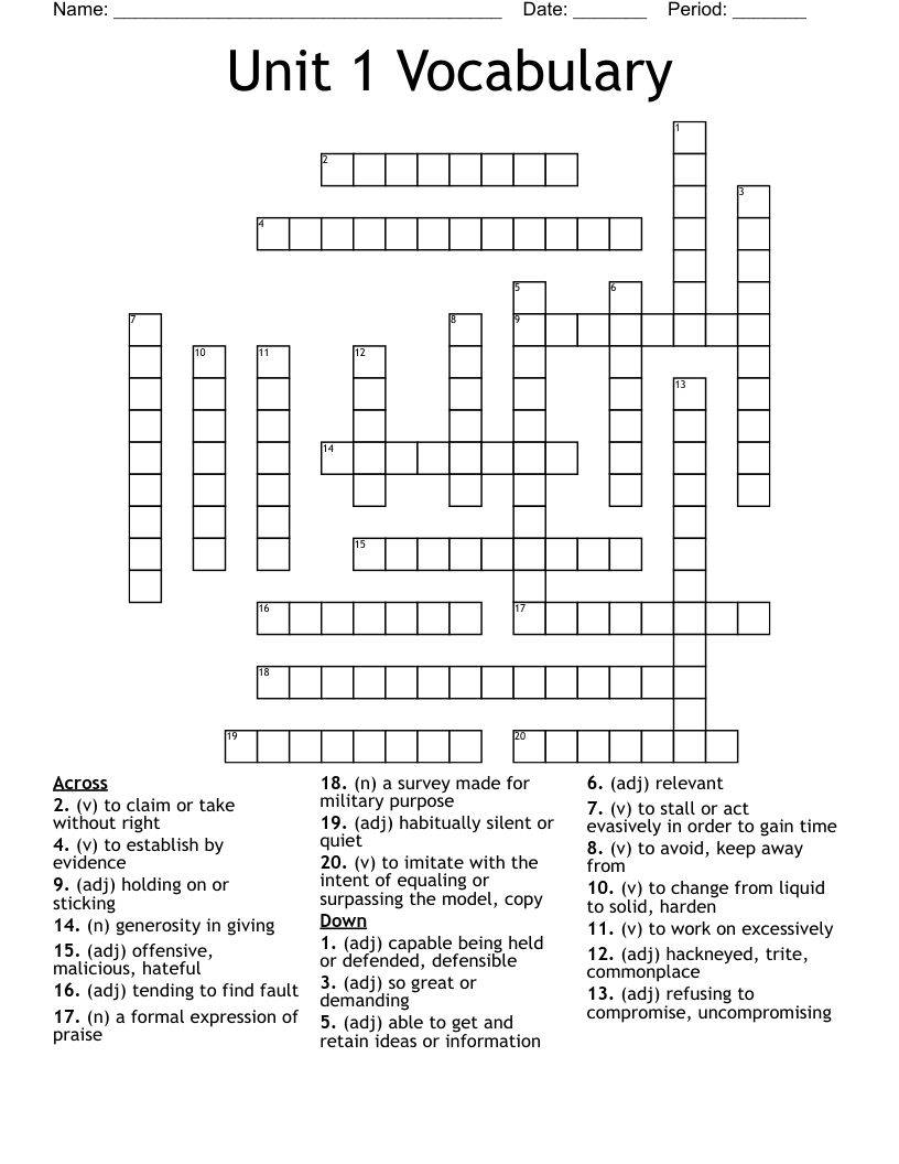 The Outsiders Vocabulary One Crossword WordMint The Outsiders Vocabulary One Crossword WordMint