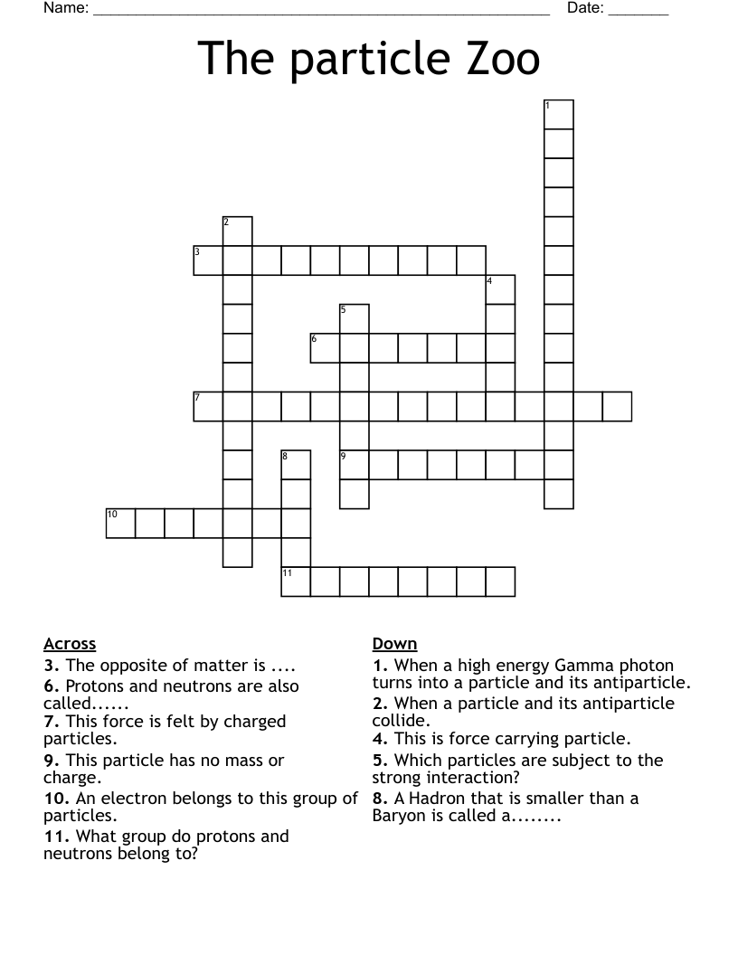 The Particle Zoo Crossword WordMint The Particle Zoo Crossword WordMint
