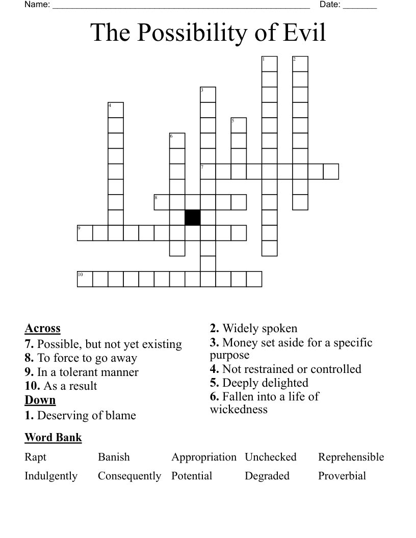 The Possibility Of Evil Crossword WordMint The Possibility Of Evil Crossword WordMint