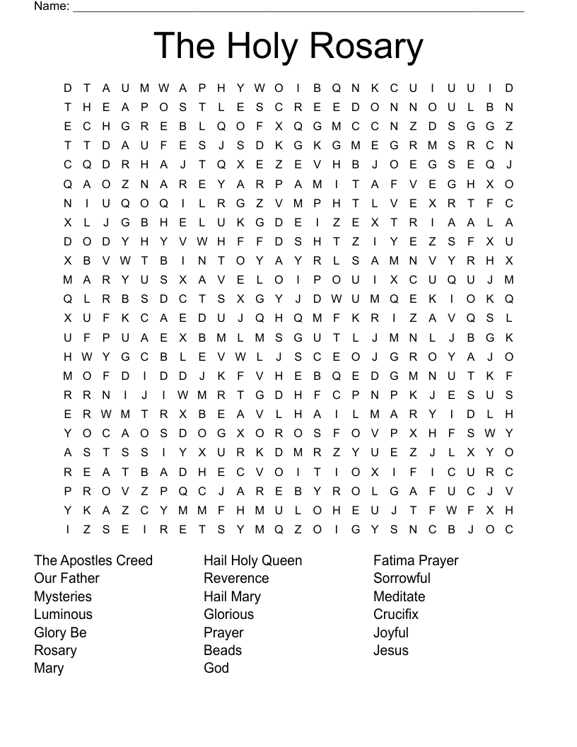 The Rosary Crossword WordMint The Rosary Crossword WordMint