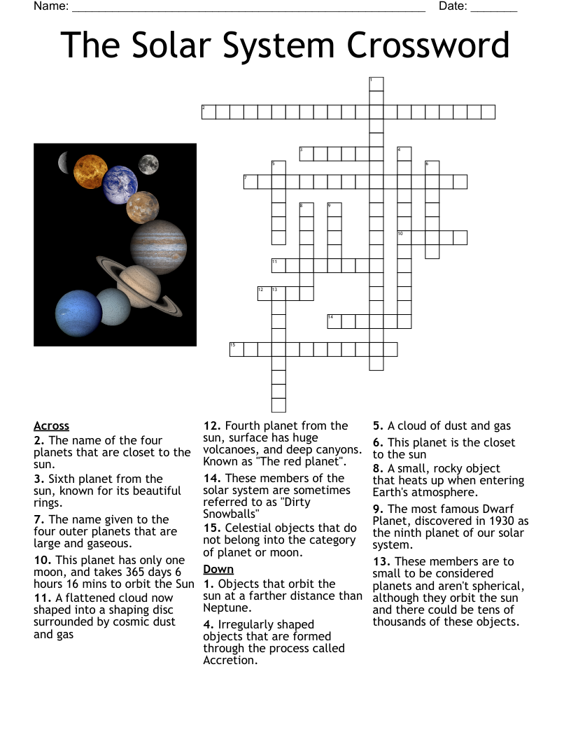 The Solar System Crossword WordMint The Solar System Crossword WordMint
