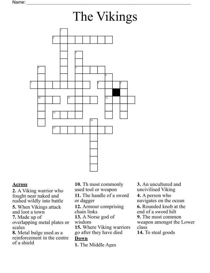 The Vikings Crossword WordMint The Vikings Crossword WordMint