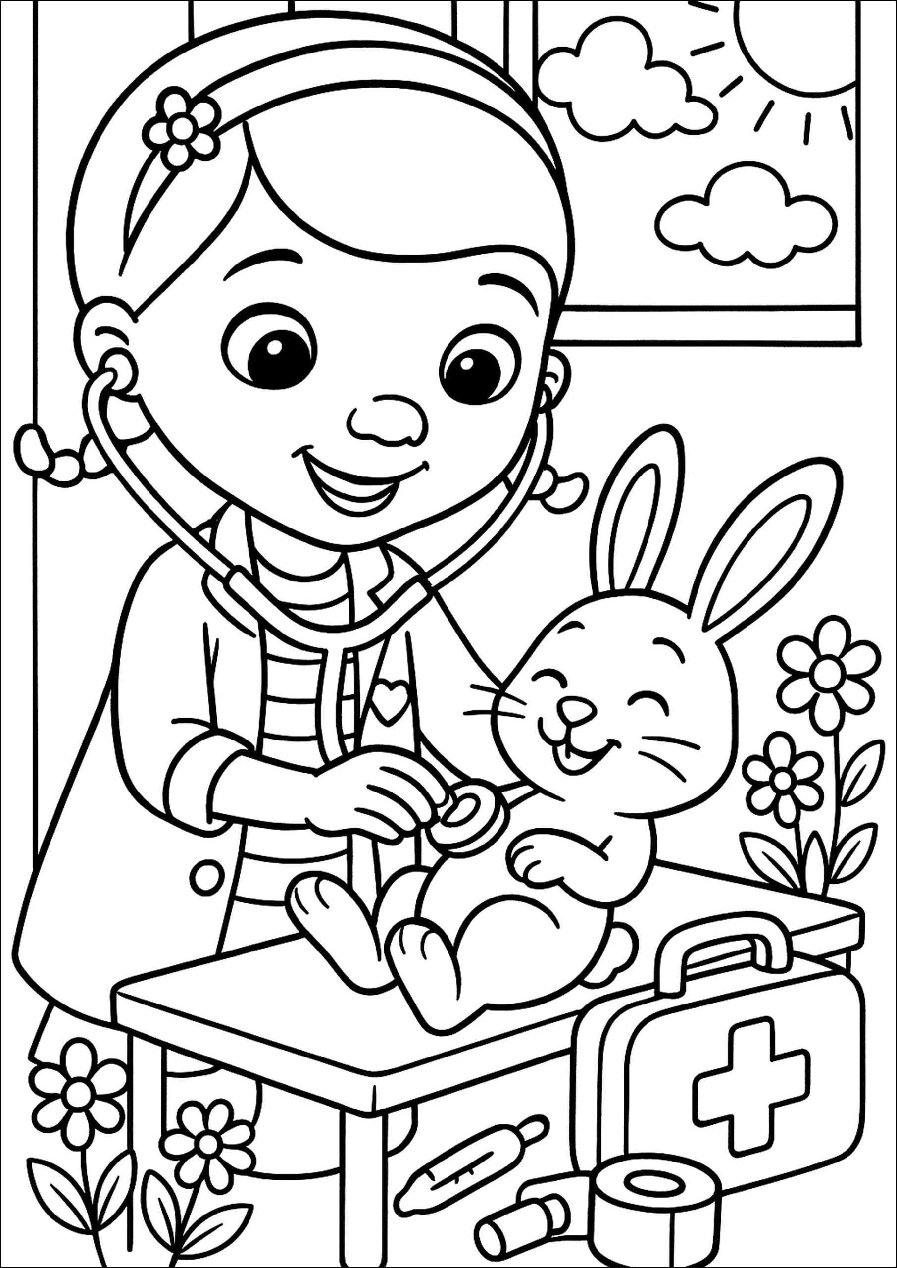 The Young Vet And A Rabbit Doc McStuffins Coloring Pages The Young Vet And A Rabbit Doc McStuffins Coloring Pages