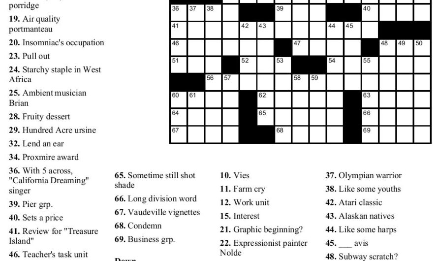 Crossword By Thomas Joseph