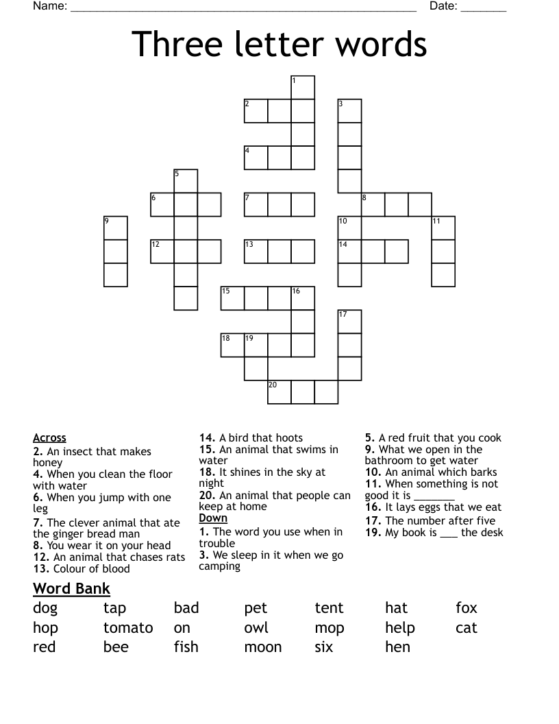 Three Letter Words Crossword WordMint Three Letter Words Crossword WordMint