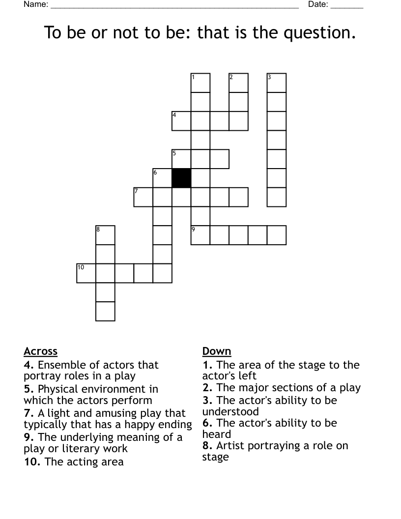 To Be Or Not To Be That Is The Question Crossword WordMint To Be Or Not To Be That Is The Question Crossword WordMint