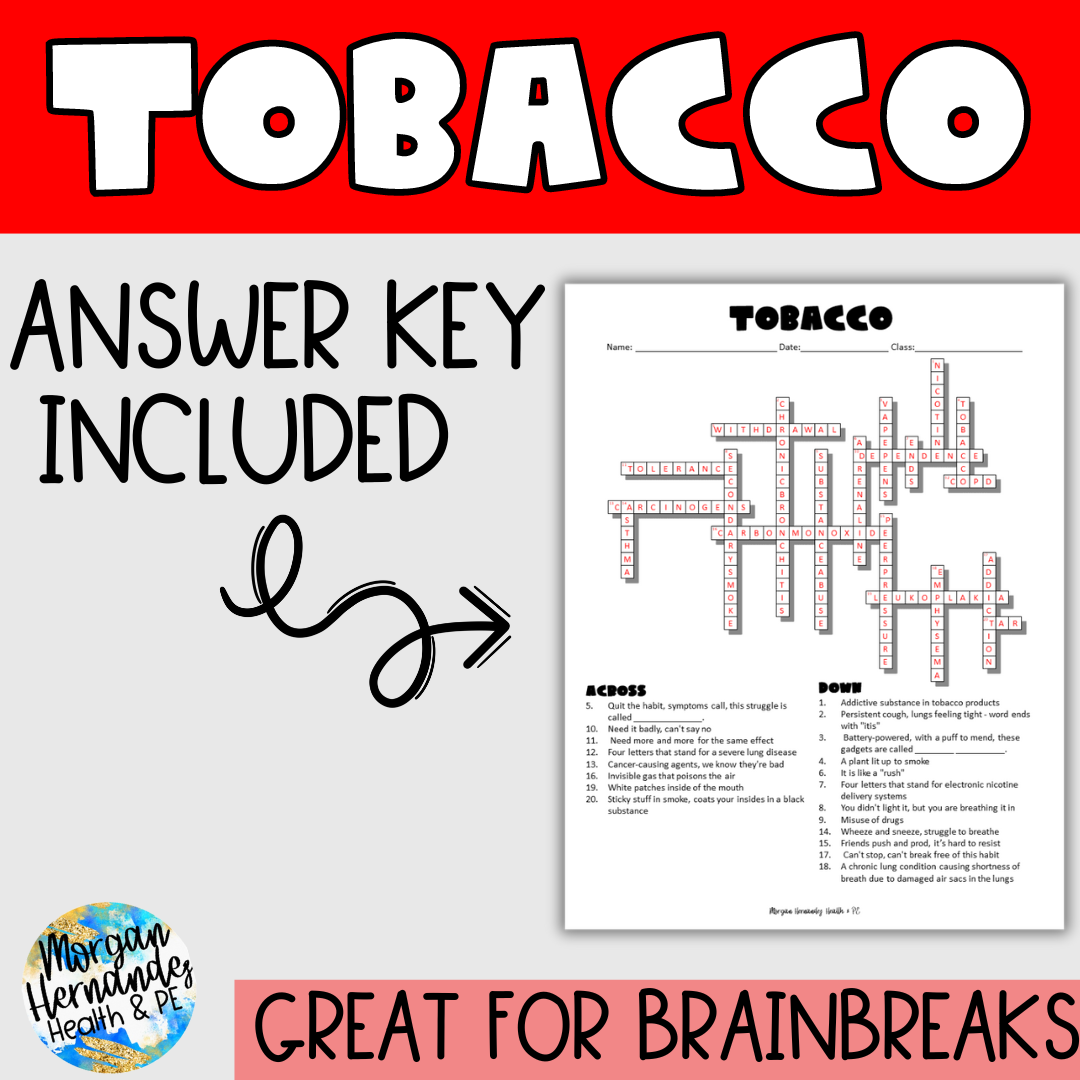 Tobacco Crossword Puzzle Classful Tobacco Crossword Puzzle Classful