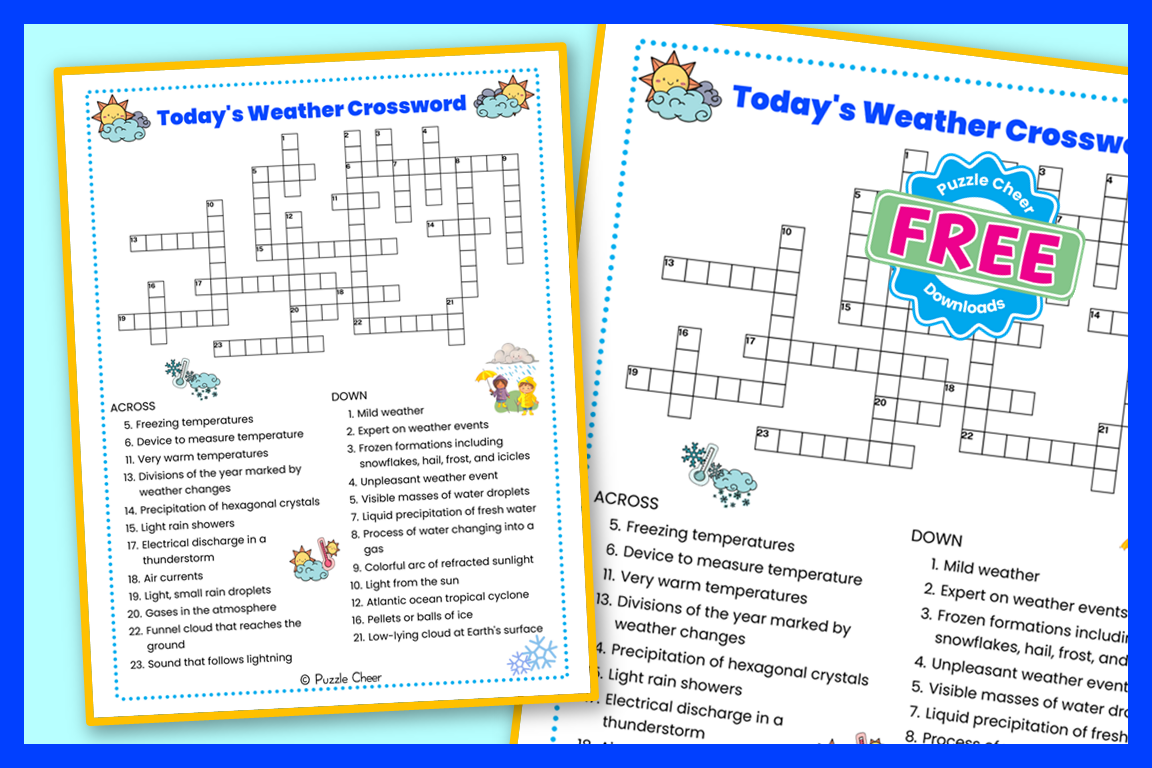 Today s Weather Crossword Puzzle Puzzle Cheer Today s Weather Crossword Puzzle Puzzle Cheer