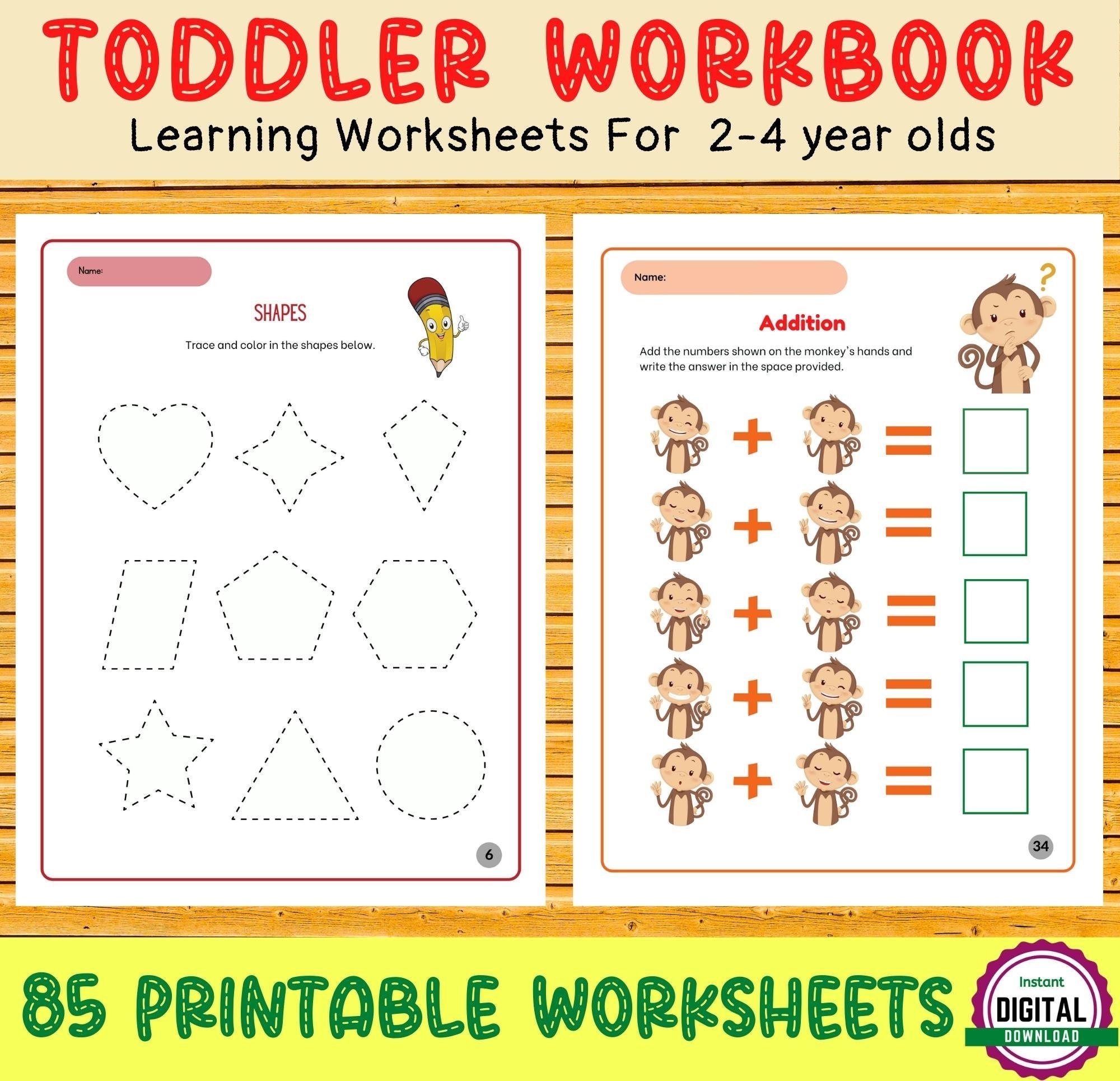 TODDLER WORKBOOK 85 Printable Worksheets Kids Activities Preschool Learning Alphabet Shapes Tracing Numbers Colors 2 4 Year Old Etsy TODDLER WORKBOOK 85 Printable Worksheets Kids Activities Preschool Learning Alphabet Shapes Tracing Numbers Colors 2 4 Year Old Etsy