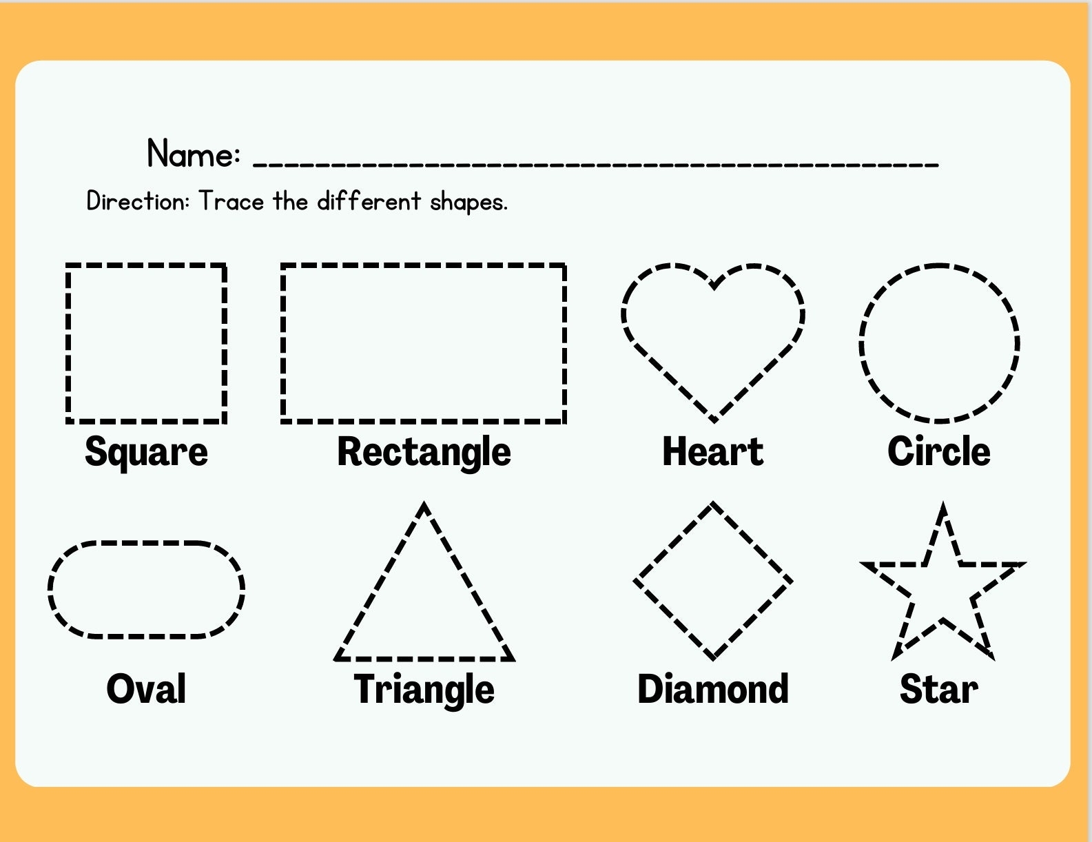 trace the shapes worksheet trace the shapes worksheet