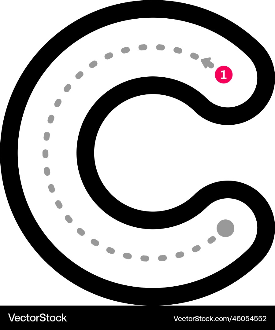 Tracing Alphabet Letter C Lowercase Prewriting Vector Image Tracing Alphabet Letter C Lowercase Prewriting Vector Image