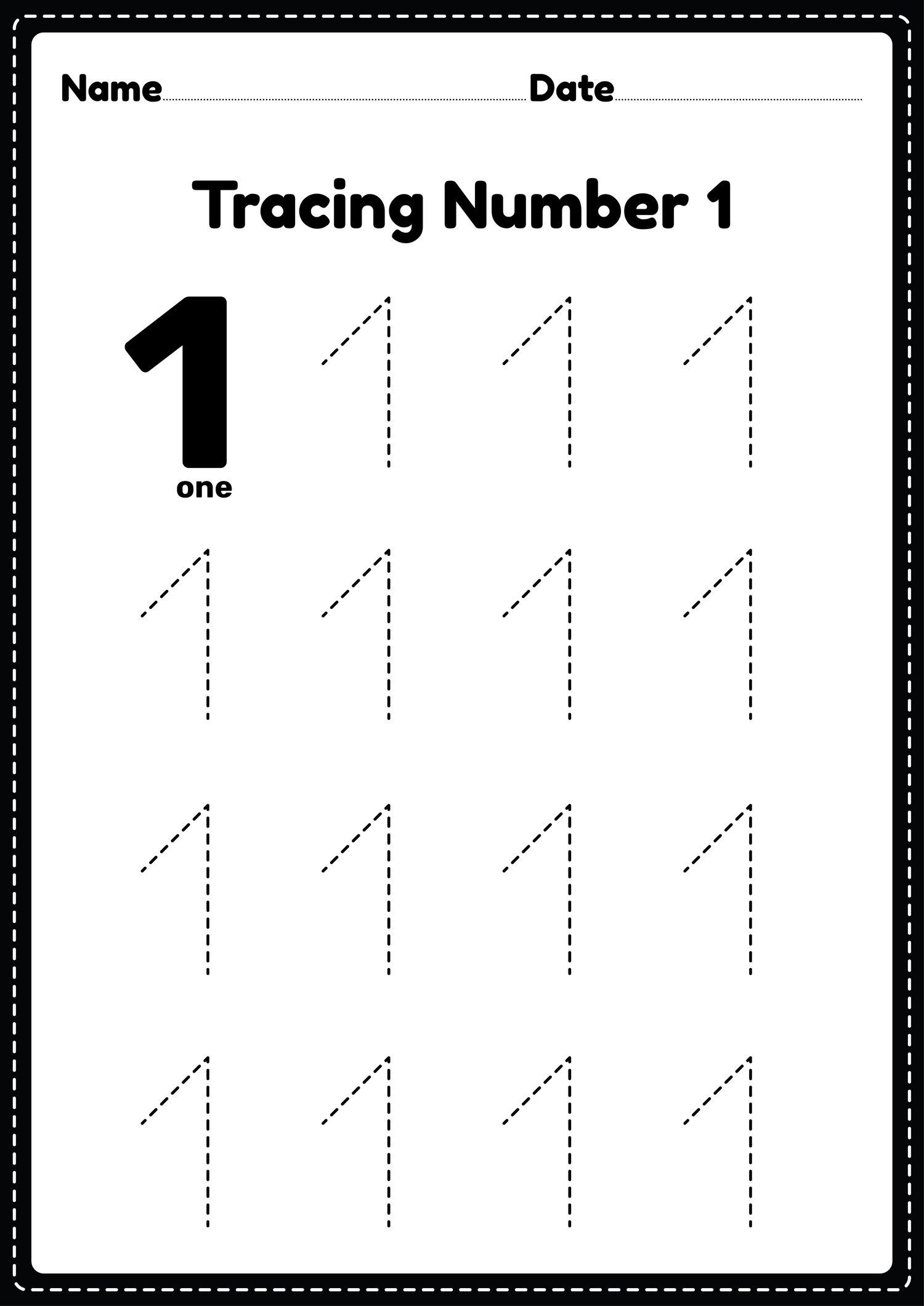 Tracing Number 1 Worksheets For Kids Payhip Tracing Number 1 Worksheets For Kids Payhip