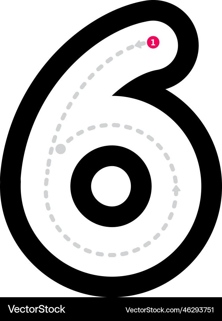 Tracing Number 6 Prewriting Dotted Line Math Vector Image Tracing Number 6 Prewriting Dotted Line Math Vector Image