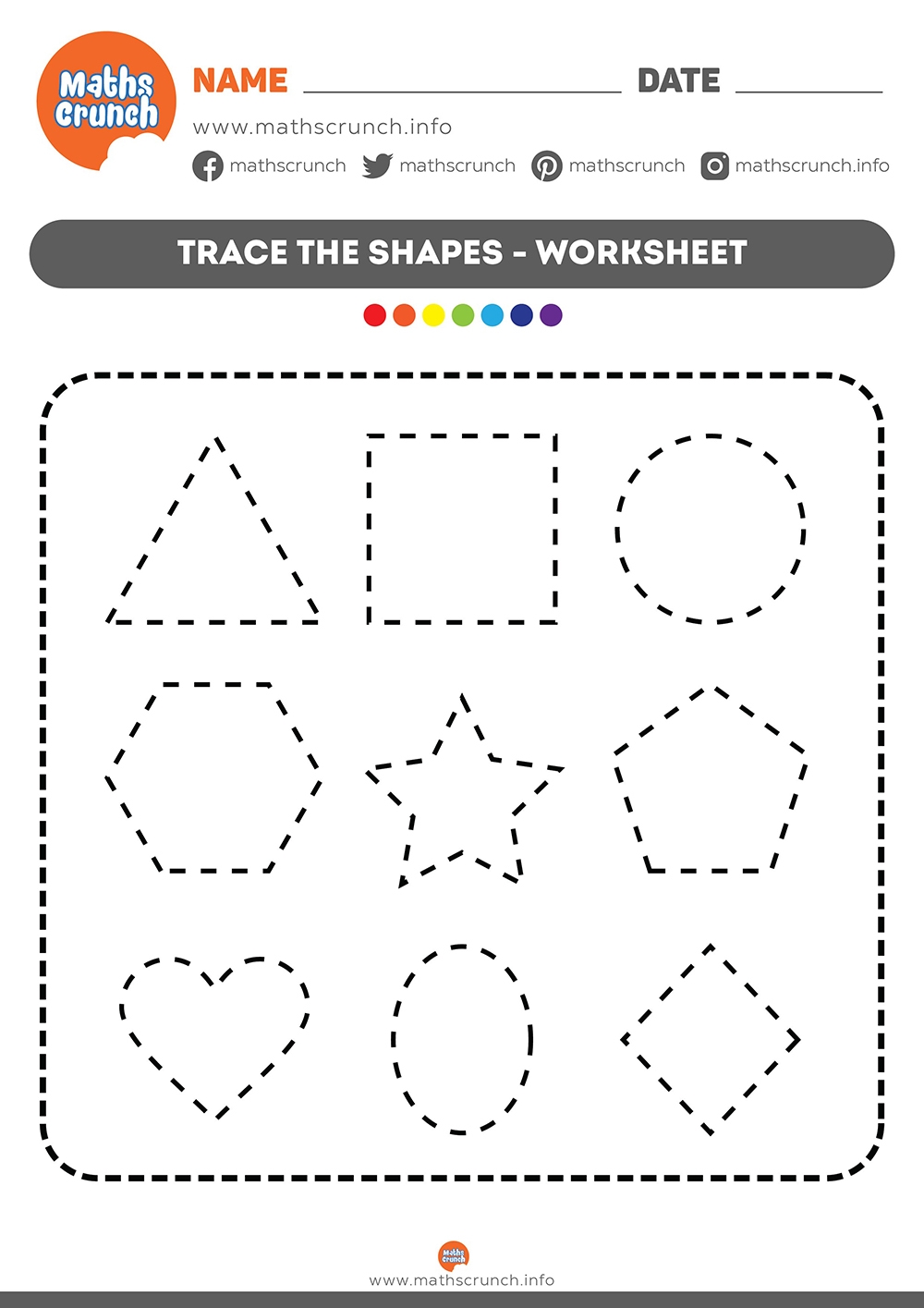 Tracing Shapes Worksheet Maths Crunch Tracing Shapes Worksheet Maths Crunch