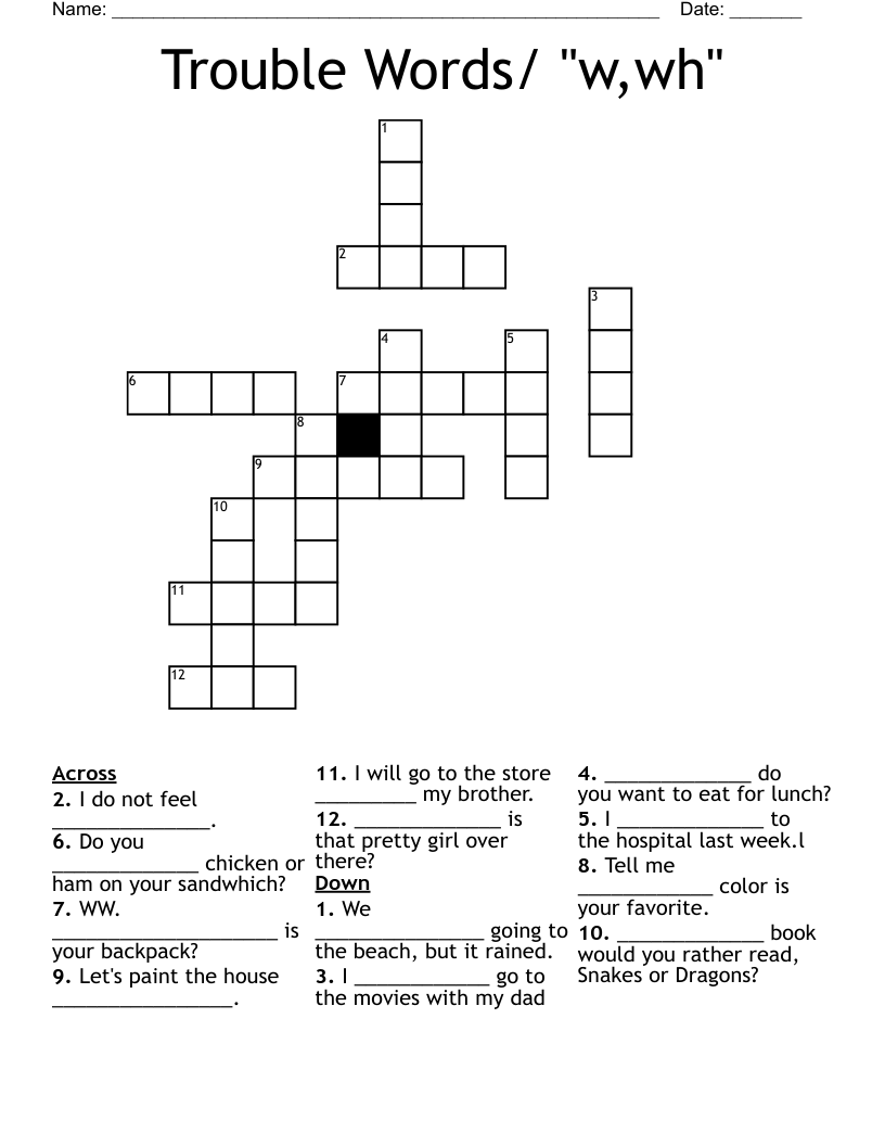Trouble Words w wh Crossword WordMint Trouble Words w wh Crossword WordMint