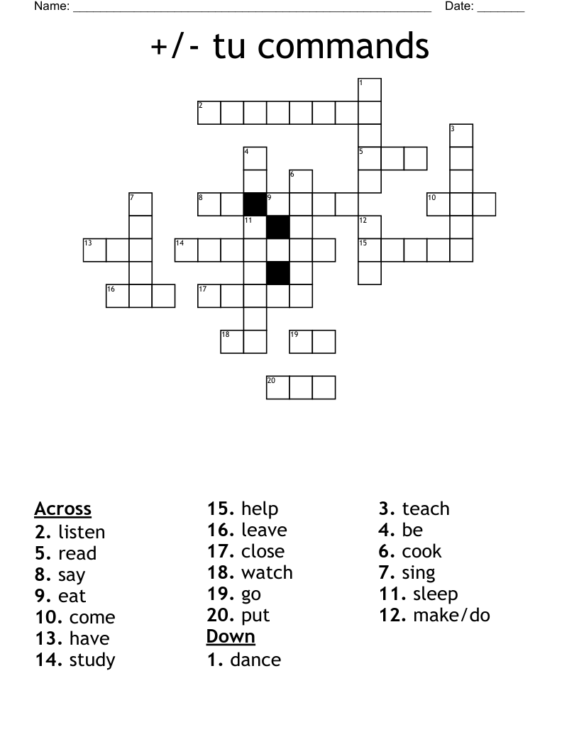 Tu Commands Crossword WordMint