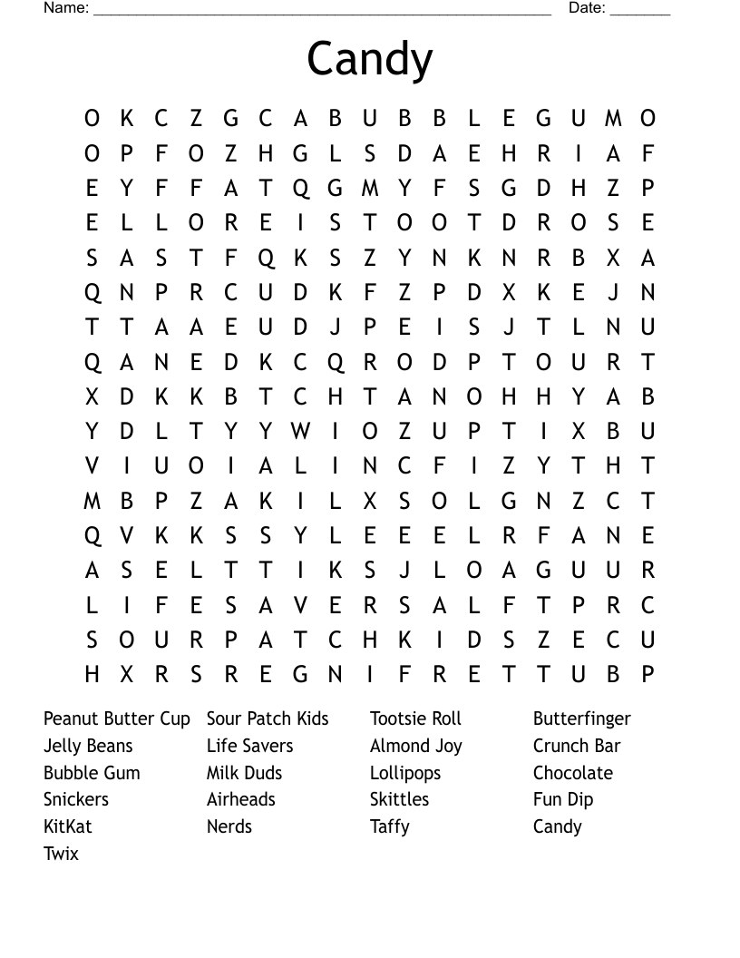 Types Of Candy Word Search WordMint Types Of Candy Word Search WordMint