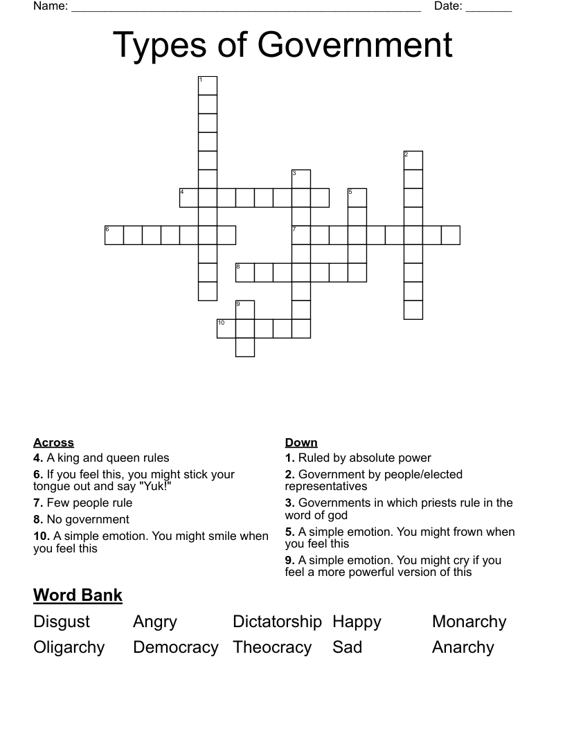 Types Of Government Crossword WordMint Types Of Government Crossword WordMint