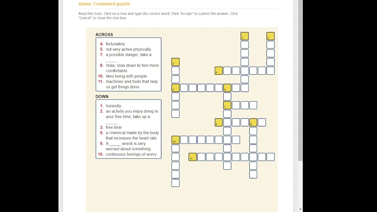 Unit 10 Game Crossword Puzzle YouTube Unit 10 Game Crossword Puzzle YouTube