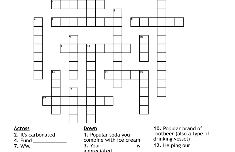 Root Beer Brand Crossword