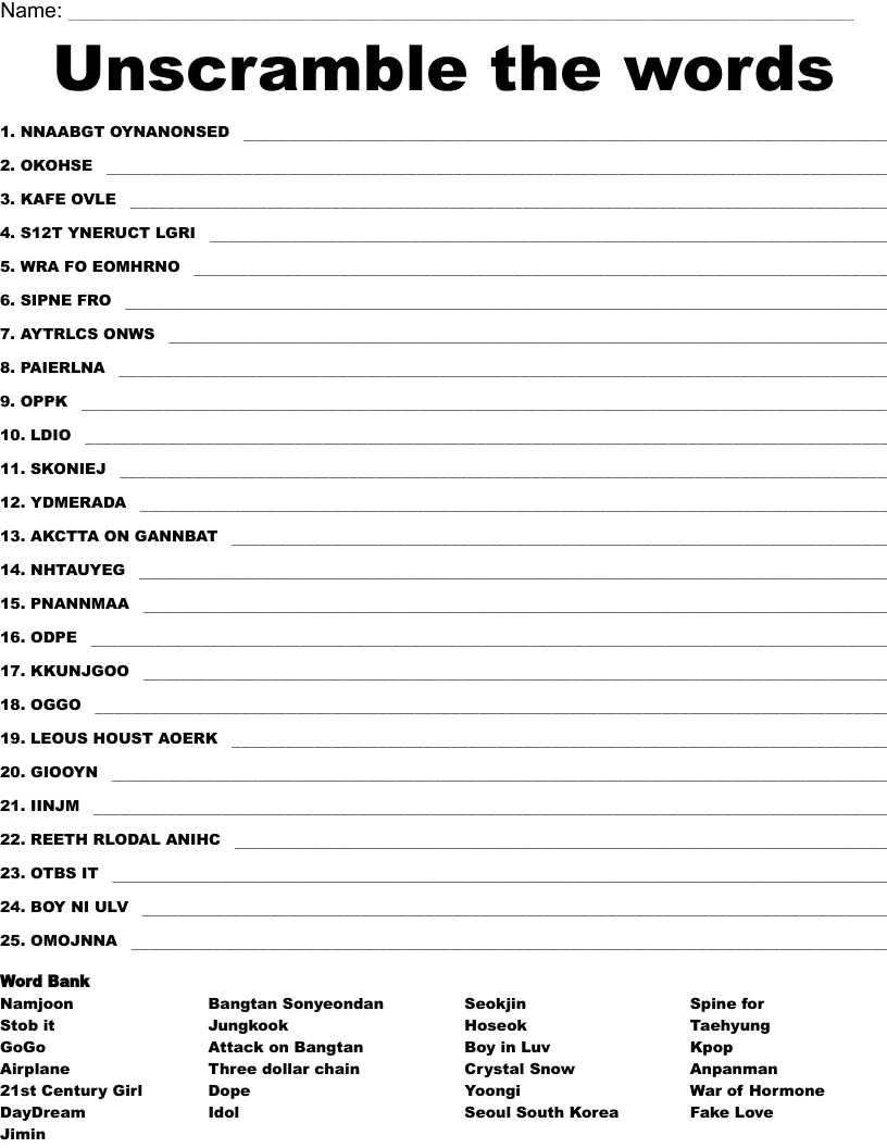 Unscramble The Words WordMint Worksheets Library Unscramble The Words WordMint Worksheets Library