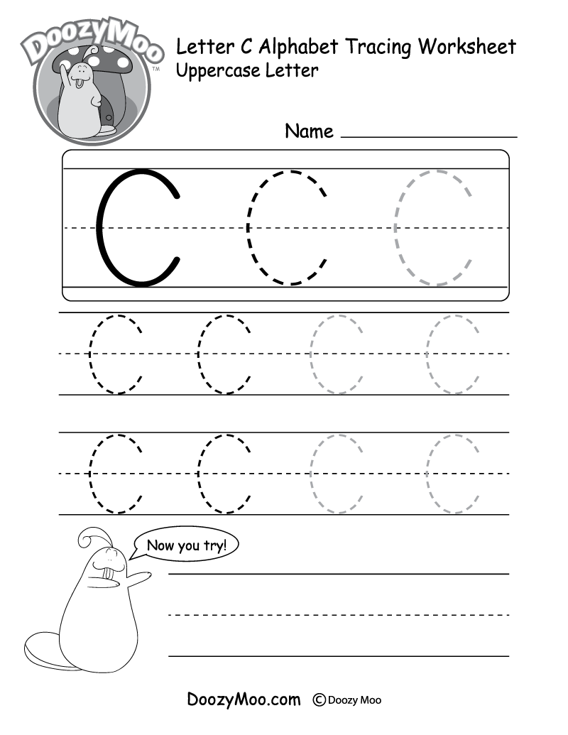 Uppercase Letter C Tracing Worksheet Doozy Moo Uppercase Letter C Tracing Worksheet Doozy Moo