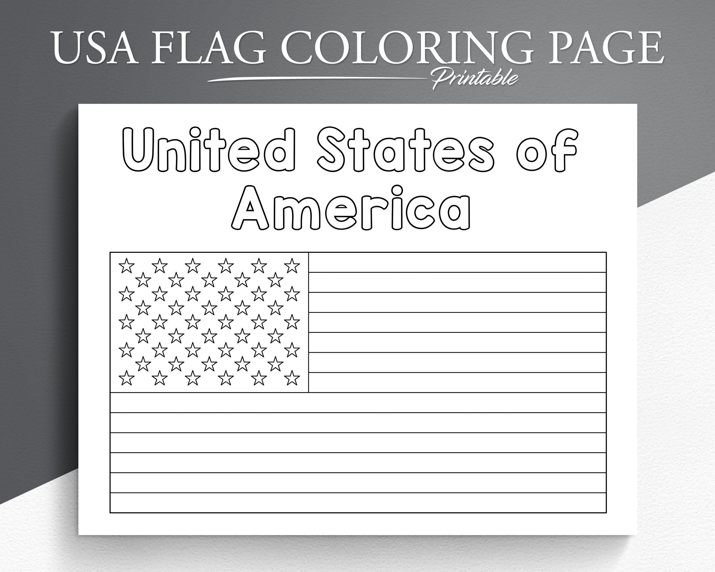 USA Flag Coloring Page Printable American Flag Activity PDF Etsy USA Flag Coloring Page Printable American Flag Activity PDF Etsy