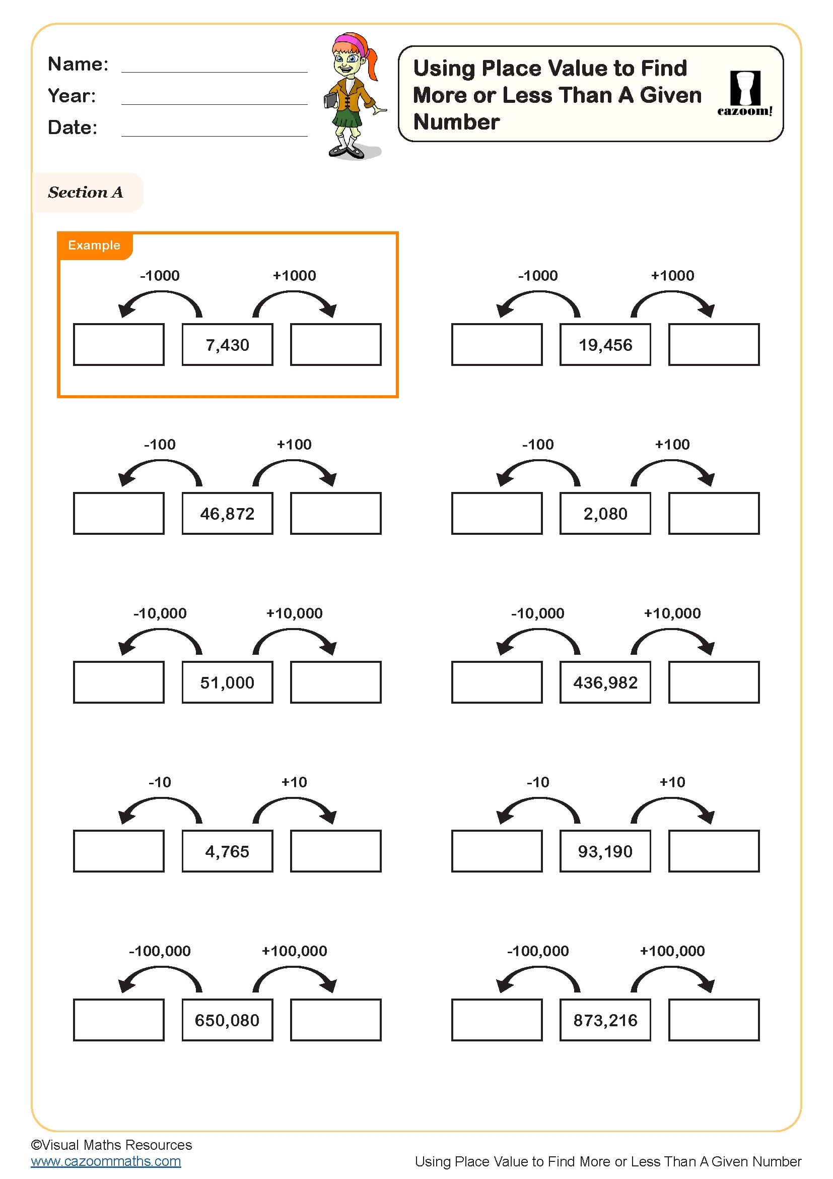 Using Place Value To Find More Or Less Than A Given Number Worksheet Key Stage 2 PDF Number Worksheets Using Place Value To Find More Or Less Than A Given Number Worksheet Key Stage 2 PDF Number Worksheets