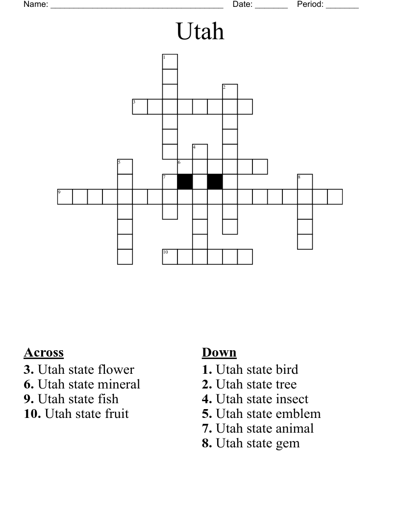 Utah Crossword WordMint Utah Crossword WordMint
