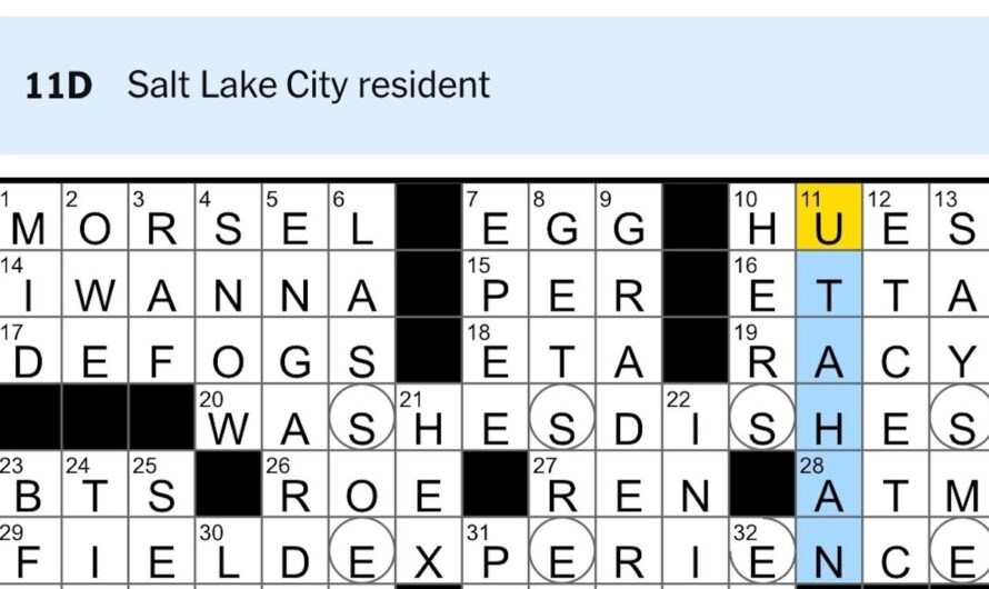 Utah City Crossword Puzzle Clue