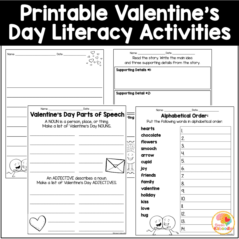 Valentine s Day Literacy Activities No Prep Worksheets Valentine s Day Literacy Activities No Prep Worksheets