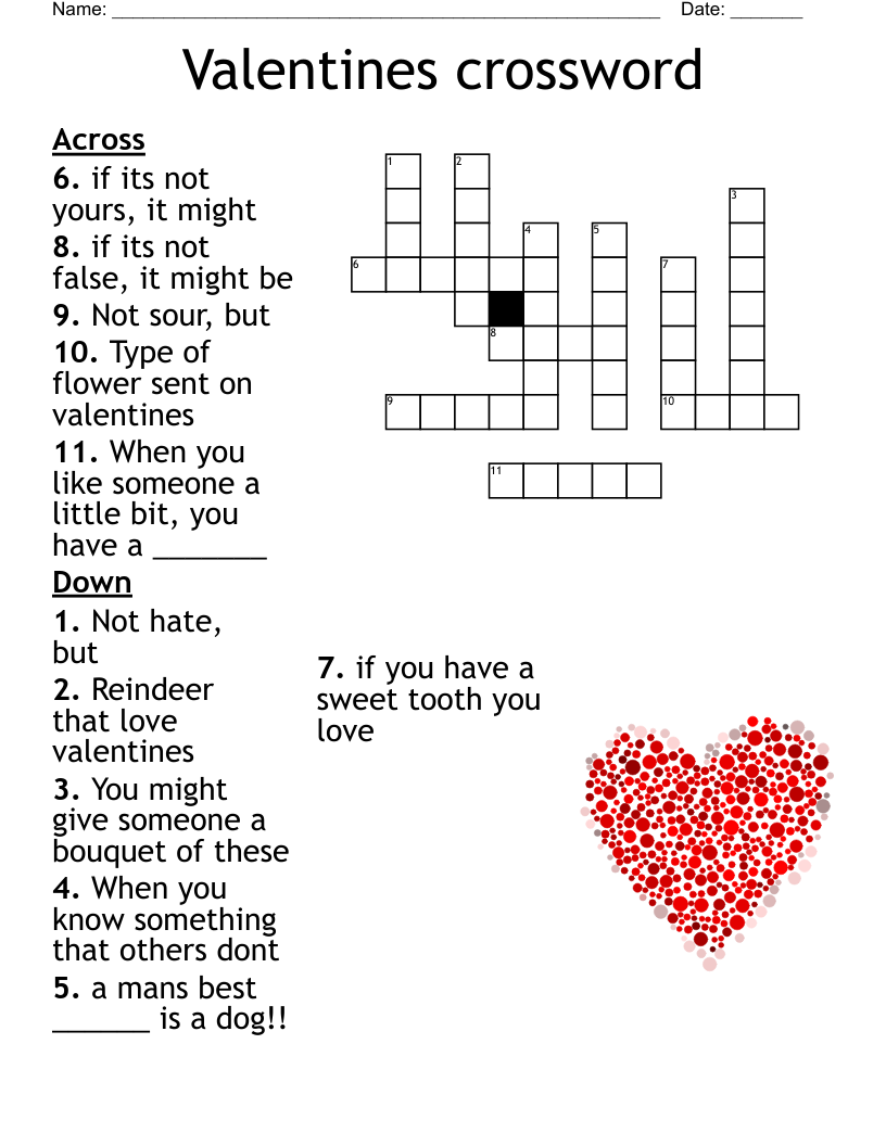 Valentines Crossword WordMint Valentines Crossword WordMint