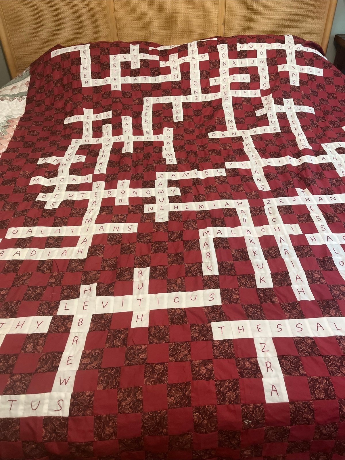 Vintage Handmade Bible Crossword Puzzle Quilt 63 X 85 Unfinished 1 Of A Kind Vintage Handmade Bible Crossword Puzzle Quilt 63 X 85 Unfinished 1 Of A Kind