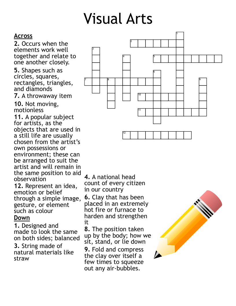 Visual Arts Crossword WordMint Visual Arts Crossword WordMint