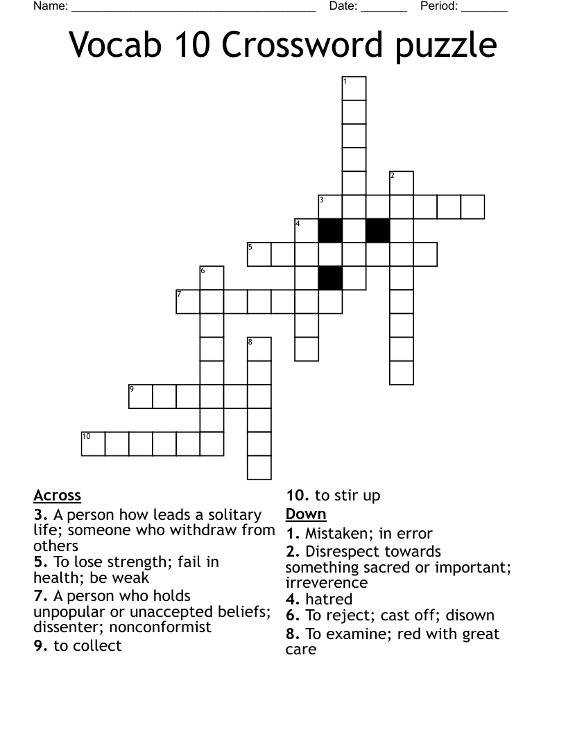 Vocab 10 Crossword Puzzle WordMint Vocab 10 Crossword Puzzle WordMint