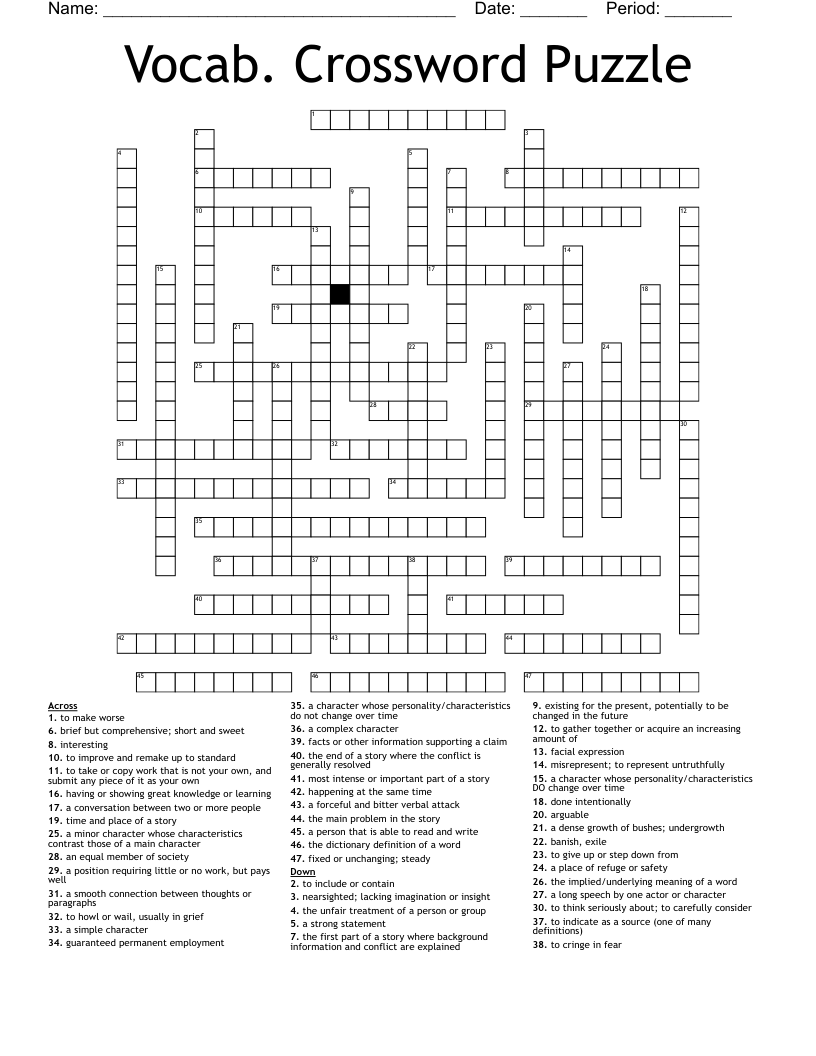 Vocab Crossword Puzzle WordMint Vocab Crossword Puzzle WordMint