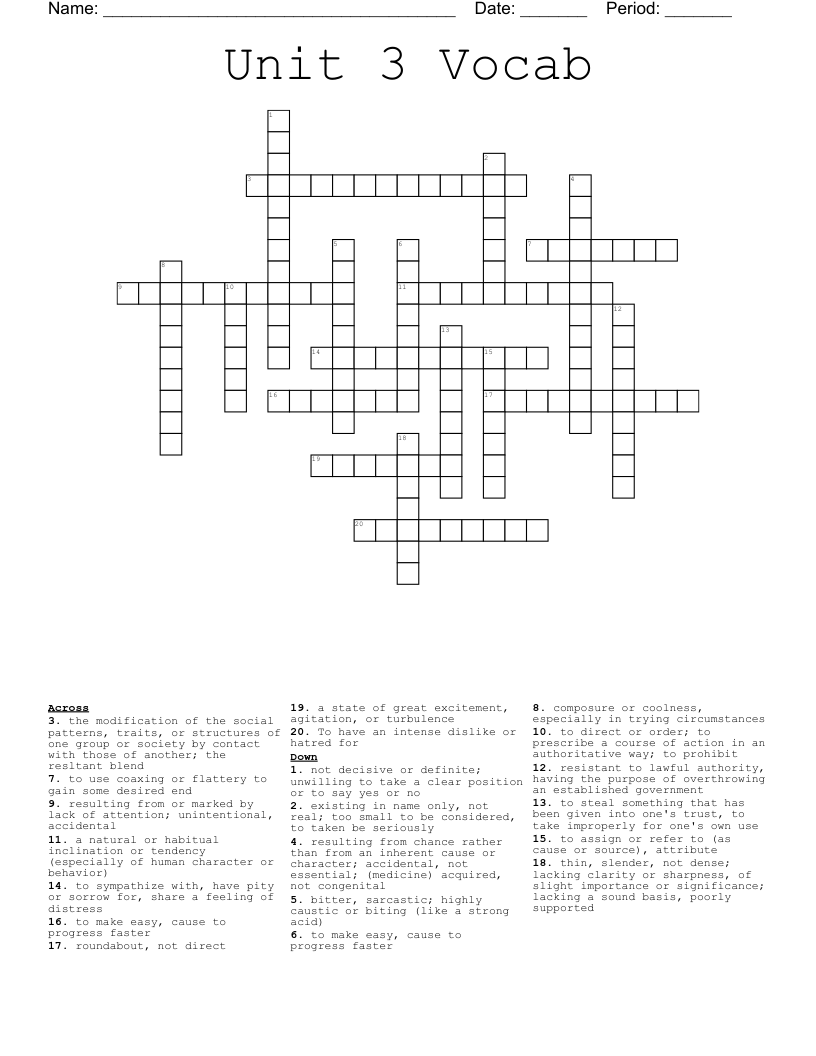 Vocabulary 3rd Six Weeks Crossword WordMint Vocabulary 3rd Six Weeks Crossword WordMint