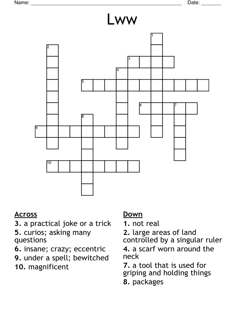 Vocabulary Homework Crossword WordMint