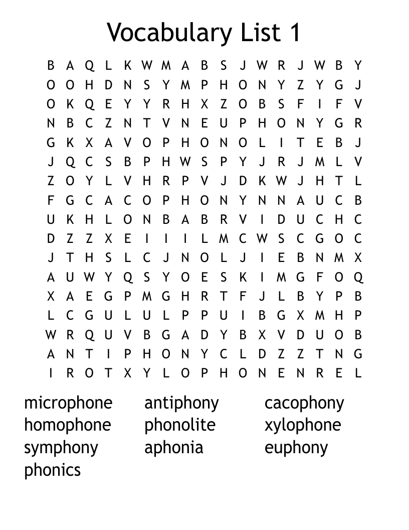 Vocabulary List 1 Word Search WordMint Vocabulary List 1 Word Search WordMint