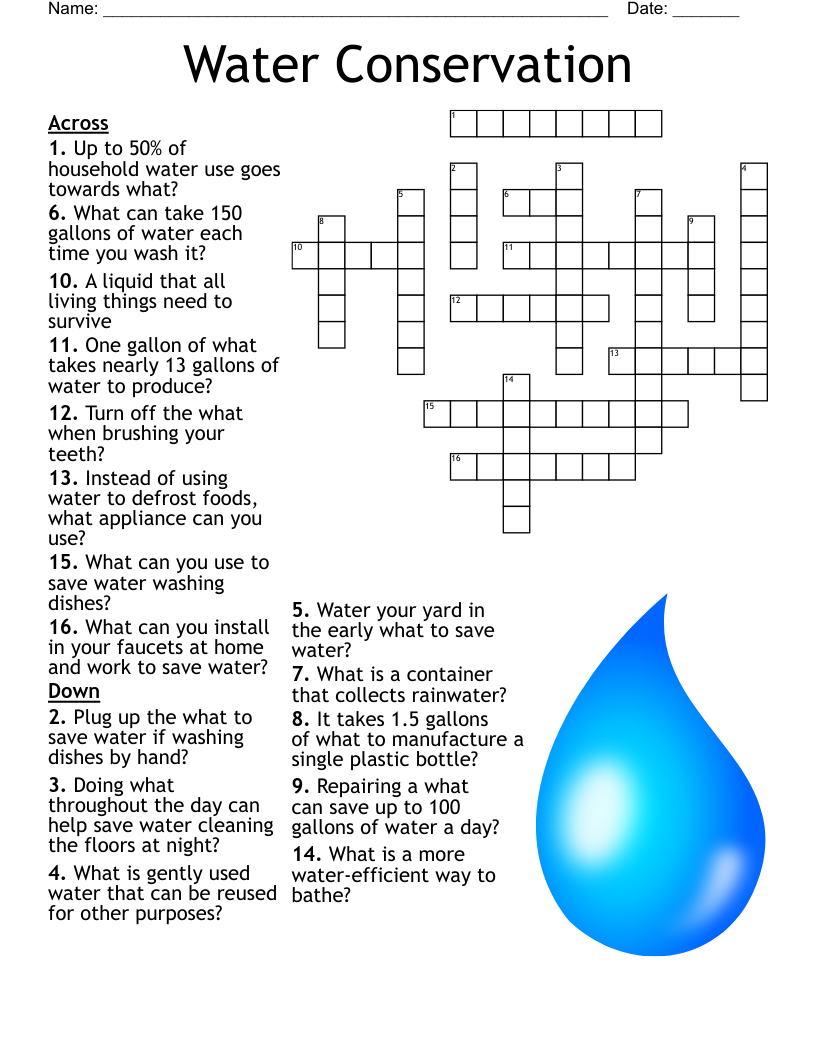 Water Conservation Crossword WordMint Water Conservation Crossword WordMint