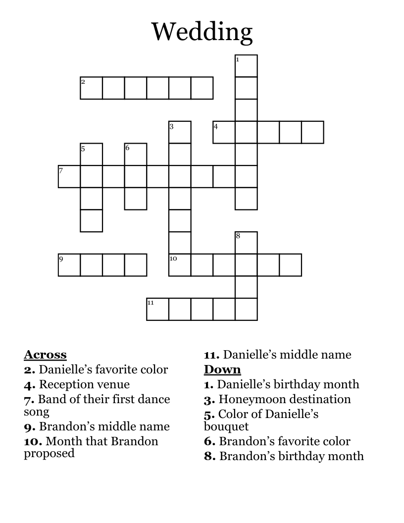 Wedding Crossword WordMint Wedding Crossword WordMint