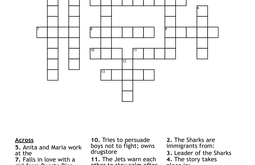 West Side Story Role Crossword Clue