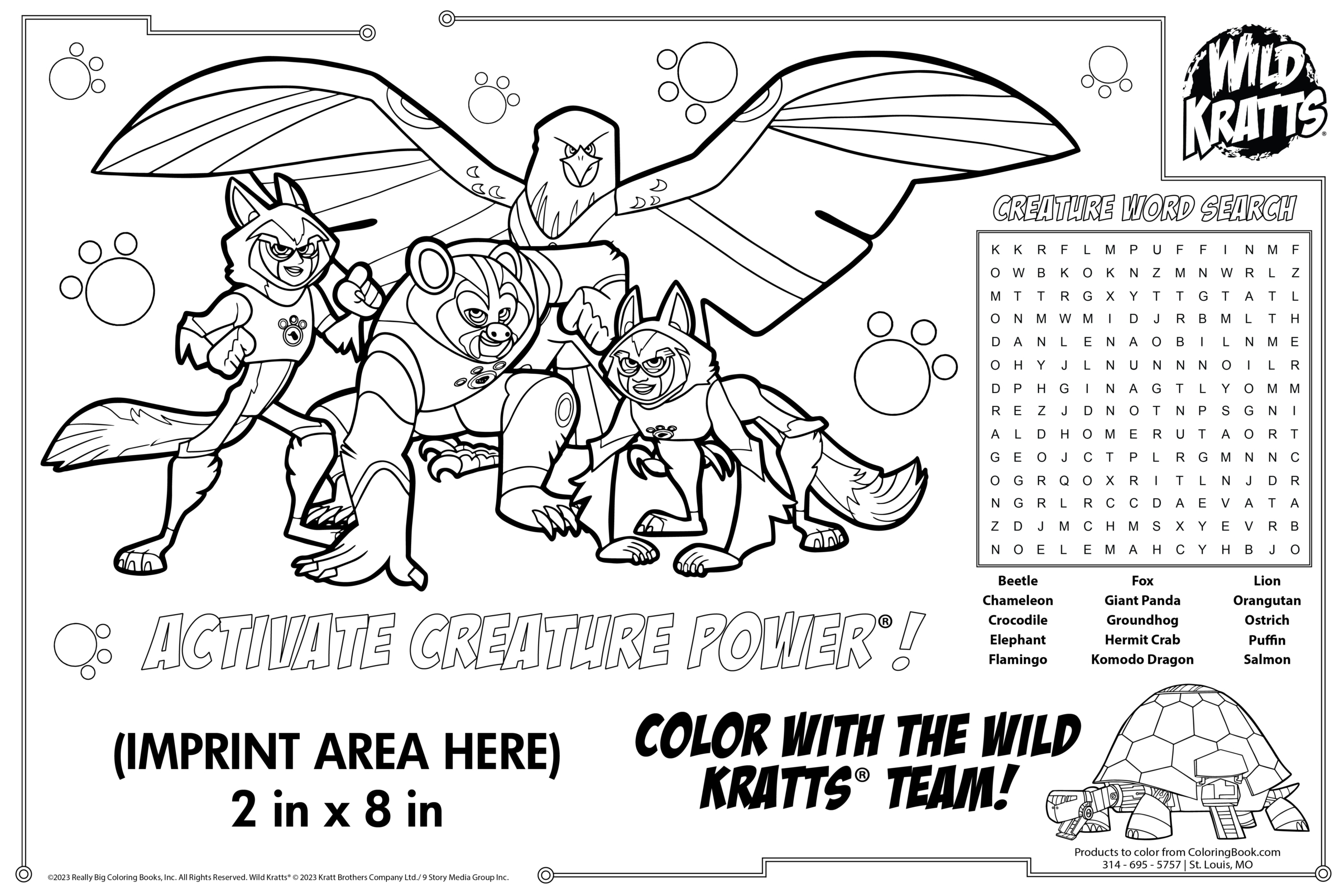 Wild Kratts Imprint Coloring Placemat ColoringBook Really Big Coloring Books Wild Kratts Imprint Coloring Placemat ColoringBook Really Big Coloring Books